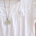Love. Round copper necklace..