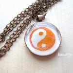 Yin yang. Round copper neck..
